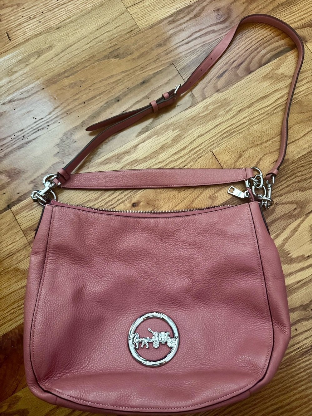 Coach Pebble Leather Shoulder Bag in Dusty Rose Pink